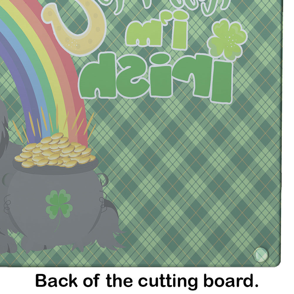 Black Pekingese St. Patrick's Day Cutting Board Tempered Glass Kitchen Cutting Surface, Heat Resistant Chopping, Non-Slip Feet, Food Prep & Serving