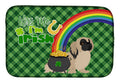 Cream Pekingese St. Patrick's Day Dish Drying Mat Absorbent Dish Drying Mat Pad for Kitchen Counter Dish Drainer Mat for Countertop, 14 x 21", Multicolor