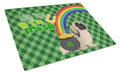 Cream Pekingese St. Patrick's Day Cutting Board Tempered Glass Kitchen Cutting Surface, Heat Resistant Chopping, Non-Slip Feet, Food Prep & Serving