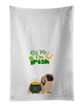 Cream Pekingese St. Patrick's Day Kitchen Towel Set of 2 White Dish Towels Decorative Bathroom Hand towel for Hand, Face, Hair, Yoga, Tea, Dishcloth, 19 X 28", White