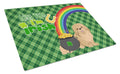 Gold Pekingese St. Patrick's Day Cutting Board Tempered Glass Kitchen Cutting Surface, Heat Resistant Chopping, Non-Slip Feet, Food Prep & Serving