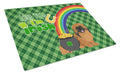 Red Pekingese St. Patrick's Day Cutting Board Tempered Glass Kitchen Cutting Surface, Heat Resistant Chopping, Non-Slip Feet, Food Prep & Serving