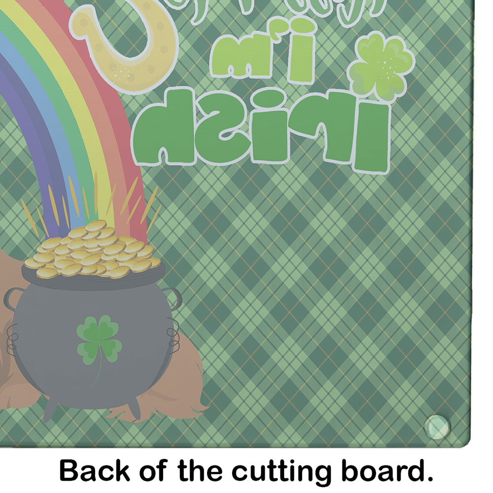 Red Pekingese St. Patrick's Day Cutting Board Tempered Glass Kitchen Cutting Surface, Heat Resistant Chopping, Non-Slip Feet, Food Prep & Serving