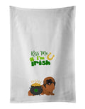 Red Pekingese St. Patrick's Day Kitchen Towel Set of 2 White Dish Towels Decorative Bathroom Hand towel for Hand, Face, Hair, Yoga, Tea, Dishcloth, 19 X 28", White