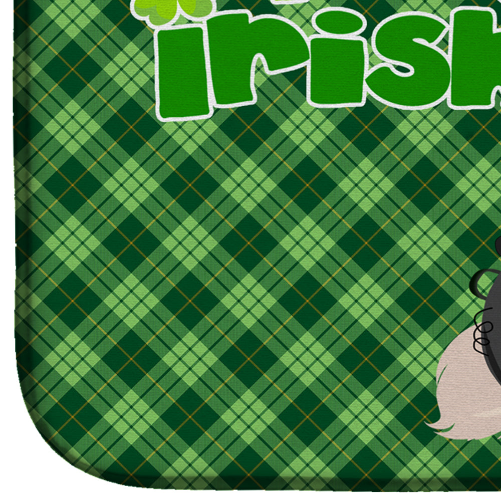 White Pekingese St. Patrick's Day Dish Drying Mat Absorbent Dish Drying Mat Pad for Kitchen Counter Dish Drainer Mat for Countertop, 14 x 21", Multicolor