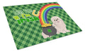 White Pekingese St. Patrick's Day Cutting Board Tempered Glass Kitchen Cutting Surface, Heat Resistant Chopping, Non-Slip Feet, Food Prep & Serving