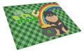 Black and Tan Pomeranian St. Patrick's Day Cutting Board Tempered Glass Kitchen Cutting Surface, Heat Resistant Chopping, Non-Slip Feet, Food Prep & Serving