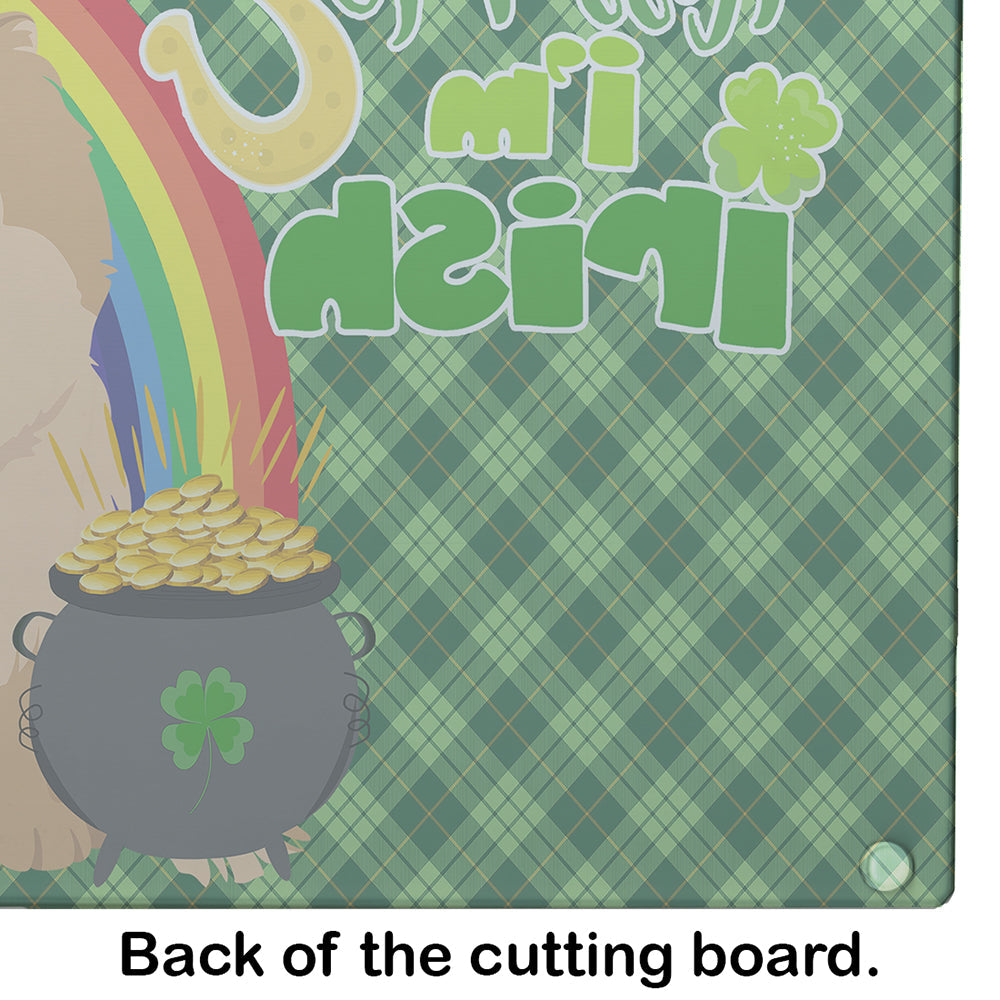 Orange Pomeranian St. Patrick's Day Cutting Board Tempered Glass Kitchen Cutting Surface, Heat Resistant Chopping, Non-Slip Feet, Food Prep & Serving