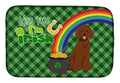 Standard Red Poodle St. Patrick's Day Dish Drying Mat Absorbent Dish Drying Mat Pad for Kitchen Counter Dish Drainer Mat for Countertop, 14 x 21", Multicolor