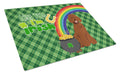 Standard Red Poodle St. Patrick's Day Cutting Board Tempered Glass Kitchen Cutting Surface, Heat Resistant Chopping, Non-Slip Feet, Food Prep & Serving