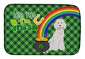 Standard White Poodle St. Patrick's Day Dish Drying Mat Absorbent Dish Drying Mat Pad for Kitchen Counter Dish Drainer Mat for Countertop, 14 x 21", Multicolor