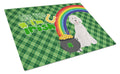 Standard White Poodle St. Patrick's Day Cutting Board Tempered Glass Kitchen Cutting Surface, Heat Resistant Chopping, Non-Slip Feet, Food Prep & Serving