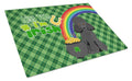 Toy Black Poodle St. Patrick's Day Cutting Board Tempered Glass Kitchen Cutting Surface, Heat Resistant Chopping, Non-Slip Feet, Food Prep & Serving