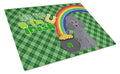 Toy Grey Poodle St. Patrick's Day Cutting Board Tempered Glass Kitchen Cutting Surface, Heat Resistant Chopping, Non-Slip Feet, Food Prep & Serving