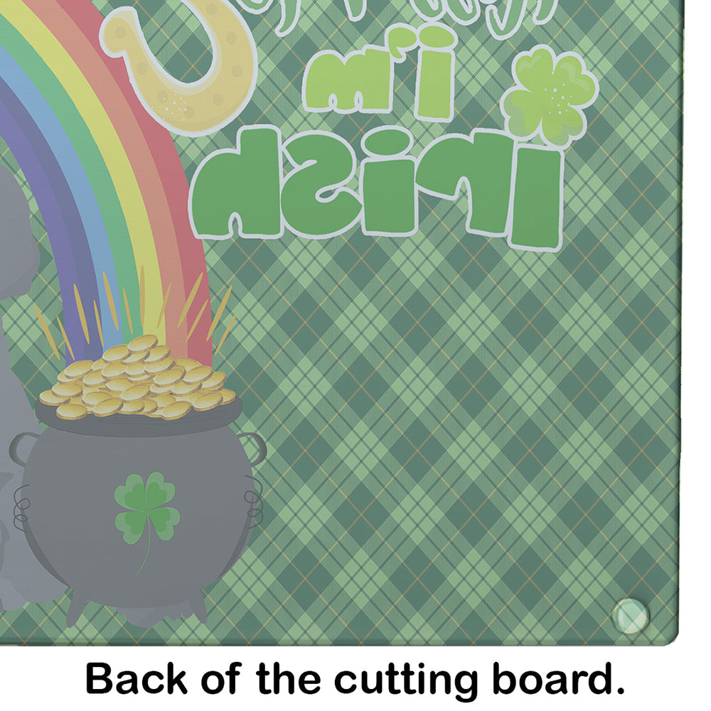 Toy Grey Poodle St. Patrick's Day Cutting Board Tempered Glass Kitchen Cutting Surface, Heat Resistant Chopping, Non-Slip Feet, Food Prep & Serving