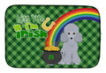 Toy Silver Poodle St. Patrick's Day Dish Drying Mat Absorbent Dish Drying Mat Pad for Kitchen Counter Dish Drainer Mat for Countertop, 14 x 21", Multicolor
