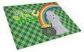 Toy Silver Poodle St. Patrick's Day Cutting Board Tempered Glass Kitchen Cutting Surface, Heat Resistant Chopping, Non-Slip Feet, Food Prep & Serving