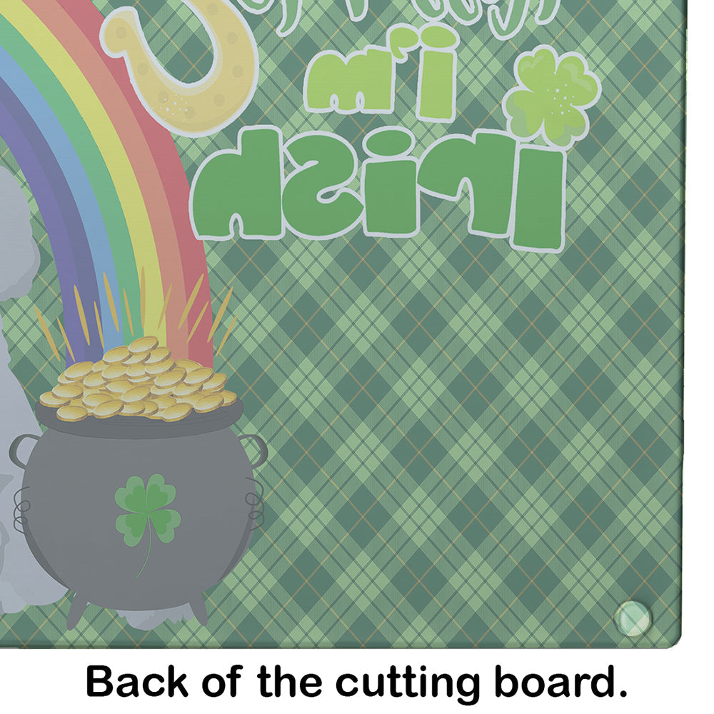 Toy Silver Poodle St. Patrick's Day Cutting Board Tempered Glass Kitchen Cutting Surface, Heat Resistant Chopping, Non-Slip Feet, Food Prep & Serving