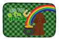 Toy Red Poodle St. Patrick's Day Dish Drying Mat Absorbent Dish Drying Mat Pad for Kitchen Counter Dish Drainer Mat for Countertop, 14 x 21", Multicolor