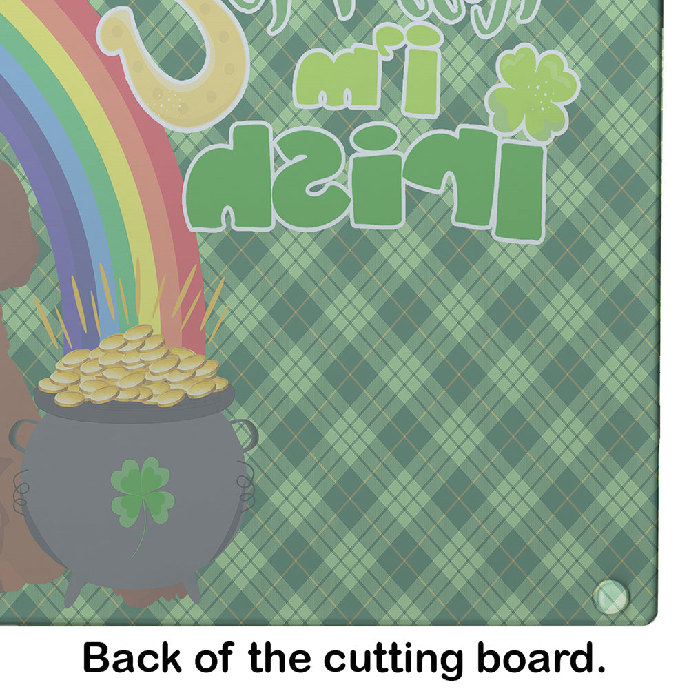 Toy Red Poodle St. Patrick's Day Cutting Board Tempered Glass Kitchen Cutting Surface, Heat Resistant Chopping, Non-Slip Feet, Food Prep & Serving