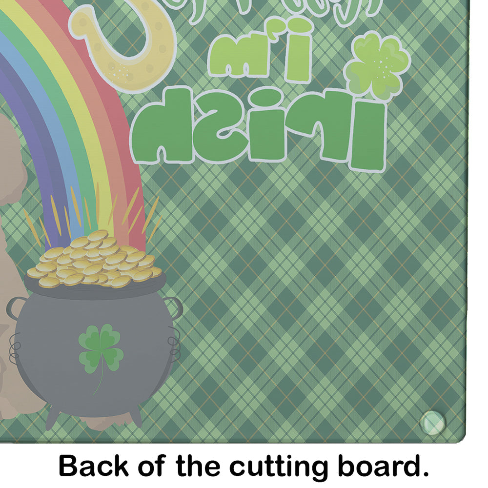 Toy Apricot Poodle St. Patrick's Day Cutting Board Tempered Glass Kitchen Cutting Surface, Heat Resistant Chopping, Non-Slip Feet, Food Prep & Serving