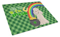 Toy Cream Poodle St. Patrick's Day Cutting Board Tempered Glass Kitchen Cutting Surface, Heat Resistant Chopping, Non-Slip Feet, Food Prep & Serving