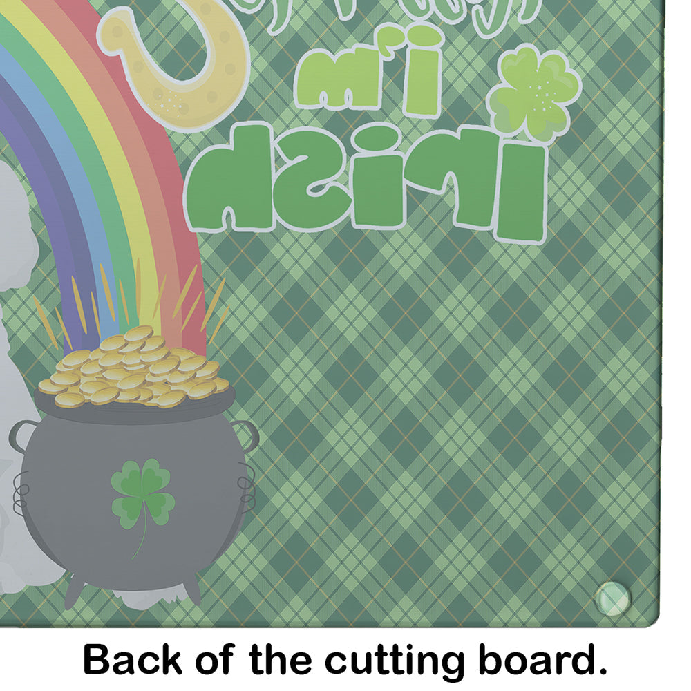 Toy White Poodle St. Patrick's Day Cutting Board Tempered Glass Kitchen Cutting Surface, Heat Resistant Chopping, Non-Slip Feet, Food Prep & Serving