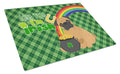 Apricot Pug St. Patrick's Day Cutting Board Tempered Glass Kitchen Cutting Surface, Heat Resistant Chopping, Non-Slip Feet, Food Prep & Serving