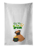 Apricot Pug St. Patrick's Day Kitchen Towel Set of 2 White Dish Towels Decorative Bathroom Hand towel for Hand, Face, Hair, Yoga, Tea, Dishcloth, 19 X 28", White