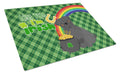Black Pug St. Patrick's Day Cutting Board Tempered Glass Kitchen Cutting Surface, Heat Resistant Chopping, Non-Slip Feet, Food Prep & Serving