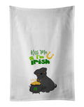 Black Pug St. Patrick's Day Kitchen Towel Set of 2 White Dish Towels Decorative Bathroom Hand towel for Hand, Face, Hair, Yoga, Tea, Dishcloth, 19 X 28", White