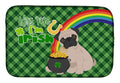 Fawn Pug St. Patrick's Day Dish Drying Mat Absorbent Dish Drying Mat Pad for Kitchen Counter Dish Drainer Mat for Countertop, 14 x 21", Multicolor