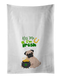 Fawn Pug St. Patrick's Day Kitchen Towel Set of 2 White Dish Towels Decorative Bathroom Hand towel for Hand, Face, Hair, Yoga, Tea, Dishcloth, 19 X 28", White