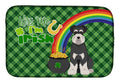 Black and Silver Natural Ears Schnauzer St. Patrick's Day Dish Drying Mat Absorbent Dish Drying Mat Pad for Kitchen Counter Dish Drainer Mat for Countertop, 14 x 21", Multicolor