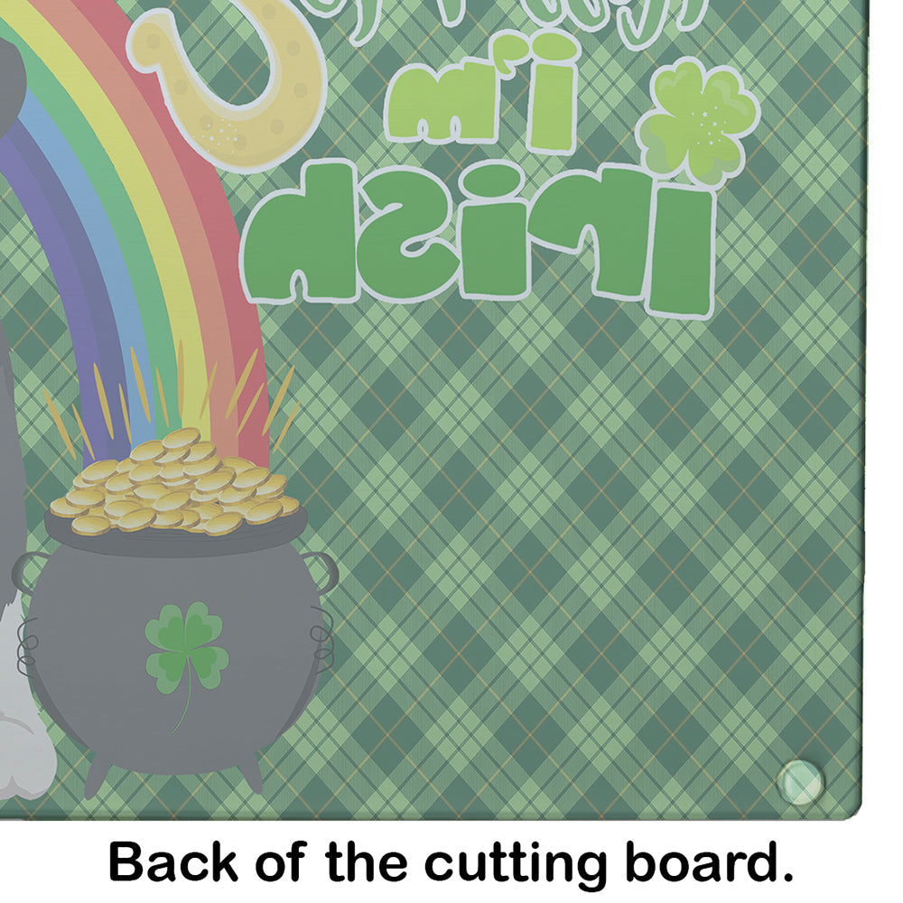 Black and Silver Natural Ears Schnauzer St. Patrick's Day Cutting Board Tempered Glass Kitchen Cutting Surface, Heat Resistant Chopping, Non-Slip Feet, Food Prep & Serving