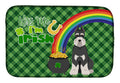 Black and Silver Schnauzer St. Patrick's Day Dish Drying Mat Absorbent Dish Drying Mat Pad for Kitchen Counter Dish Drainer Mat for Countertop, 14 x 21", Multicolor
