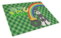 Black and Silver Schnauzer St. Patrick's Day Cutting Board Tempered Glass Kitchen Cutting Surface, Heat Resistant Chopping, Non-Slip Feet, Food Prep & Serving