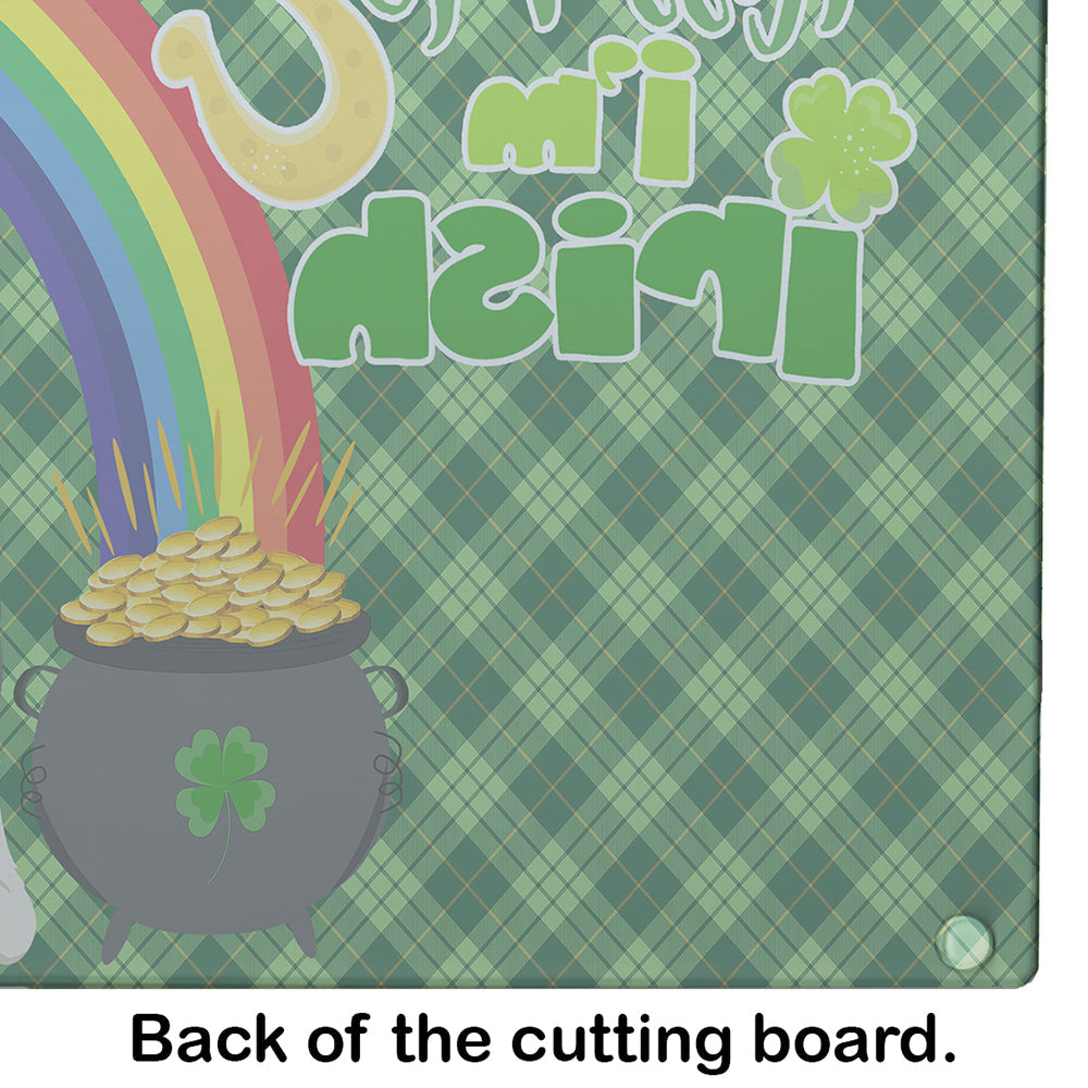 Black and Silver Schnauzer St. Patrick's Day Cutting Board Tempered Glass Kitchen Cutting Surface, Heat Resistant Chopping, Non-Slip Feet, Food Prep & Serving
