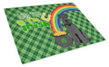 Black Natural Ears Schnauzer St. Patrick's Day Cutting Board Tempered Glass Kitchen Cutting Surface, Heat Resistant Chopping, Non-Slip Feet, Food Prep & Serving