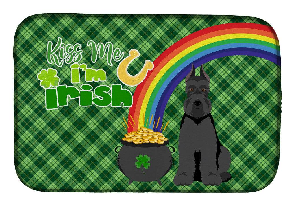 Black Schnauzer St. Patrick's Day Dish Drying Mat Absorbent Dish Drying Mat Pad for Kitchen Counter Dish Drainer Mat for Countertop, 14 x 21", Multicolor