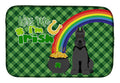 Black Schnauzer St. Patrick's Day Dish Drying Mat Absorbent Dish Drying Mat Pad for Kitchen Counter Dish Drainer Mat for Countertop, 14 x 21", Multicolor