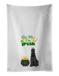 Black Schnauzer St. Patrick's Day Kitchen Towel Set of 2 White Dish Towels Decorative Bathroom Hand towel for Hand, Face, Hair, Yoga, Tea, Dishcloth, 19 X 28", White