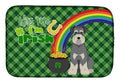 Salt Pepper Natural Ears Schnauzer St. Patrick's Day Dish Drying Mat Absorbent Dish Drying Mat Pad for Kitchen Counter Dish Drainer Mat for Countertop, 14 x 21", Multicolor