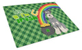 Salt Pepper Natural Ears Schnauzer St. Patrick's Day Cutting Board Tempered Glass Kitchen Cutting Surface, Heat Resistant Chopping, Non-Slip Feet, Food Prep & Serving