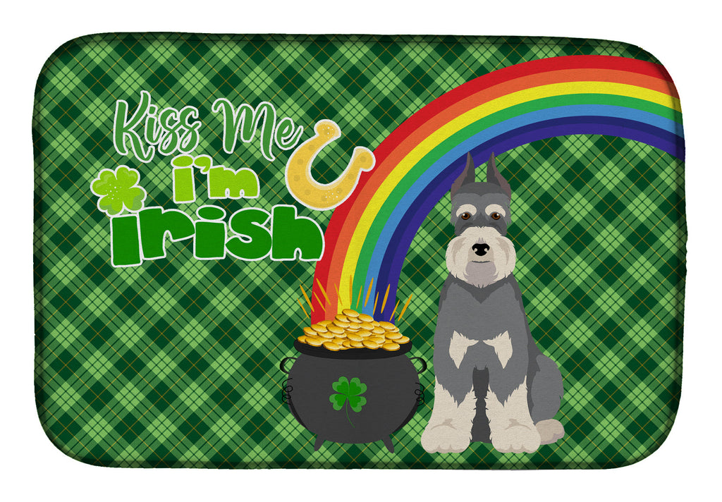 Salt Pepper Schnauzer St. Patrick's Day Dish Drying Mat Absorbent Dish Drying Mat Pad for Kitchen Counter Dish Drainer Mat for Countertop, 14 x 21", Multicolor