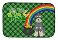 Salt Pepper Schnauzer St. Patrick's Day Dish Drying Mat Absorbent Dish Drying Mat Pad for Kitchen Counter Dish Drainer Mat for Countertop, 14 x 21", Multicolor