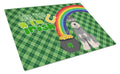 Salt Pepper Schnauzer St. Patrick's Day Cutting Board Tempered Glass Kitchen Cutting Surface, Heat Resistant Chopping, Non-Slip Feet, Food Prep & Serving