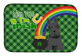 Black Scottish Terrier St. Patrick's Day Dish Drying Mat Absorbent Dish Drying Mat Pad for Kitchen Counter Dish Drainer Mat for Countertop, 14 x 21", Multicolor