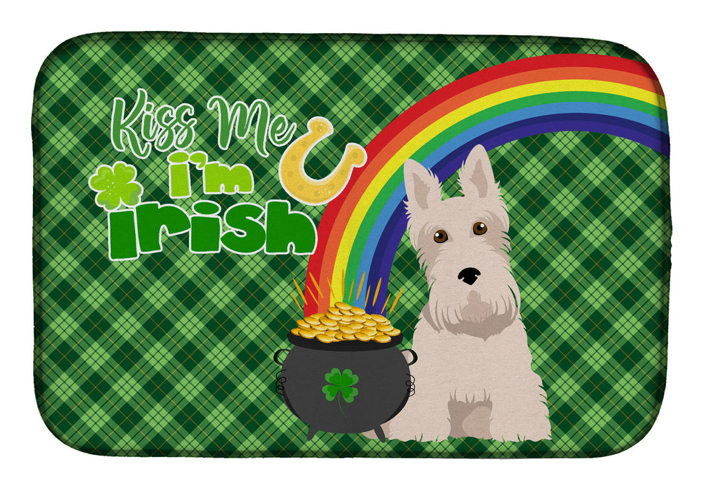 Wheaten Scottish Terrier St. Patrick's Day Dish Drying Mat Absorbent Dish Drying Mat Pad for Kitchen Counter Dish Drainer Mat for Countertop, 14 x 21", Multicolor
