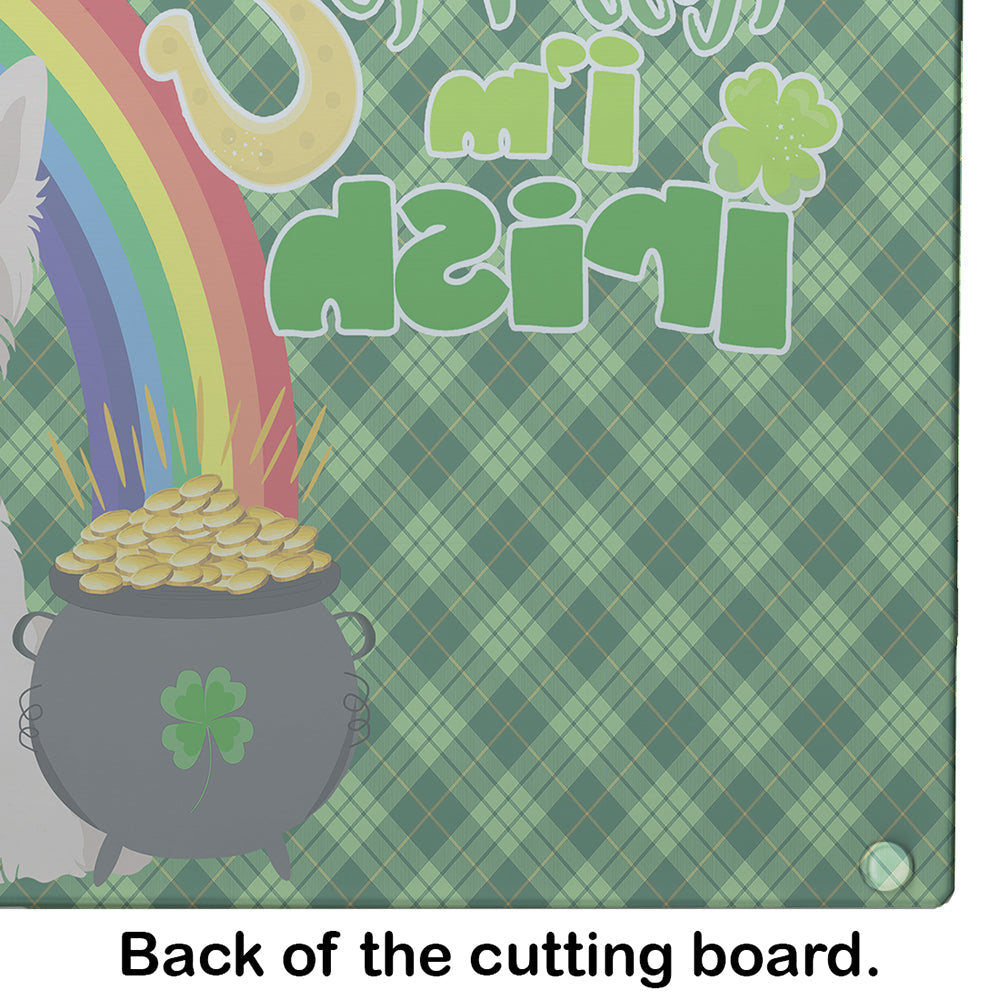 Wheaten Scottish Terrier St. Patrick's Day Cutting Board Tempered Glass Kitchen Cutting Surface, Heat Resistant Chopping, Non-Slip Feet, Food Prep & Serving